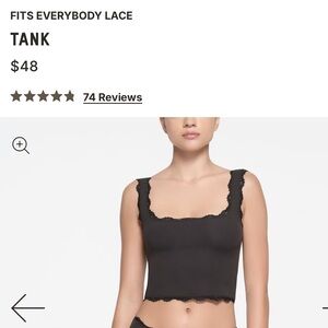 SKIMS Fits Everybody Black Lace Trimmed Tank